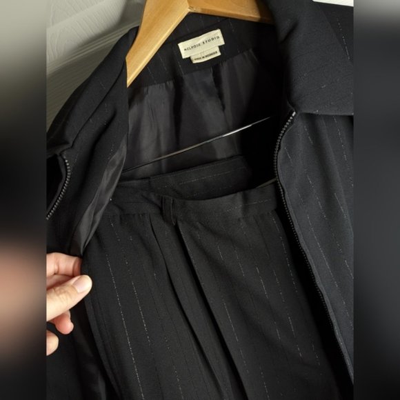 Melrose Studio black polyester pants and zipper front jacket Suit size 14 - Picture 6 of 13